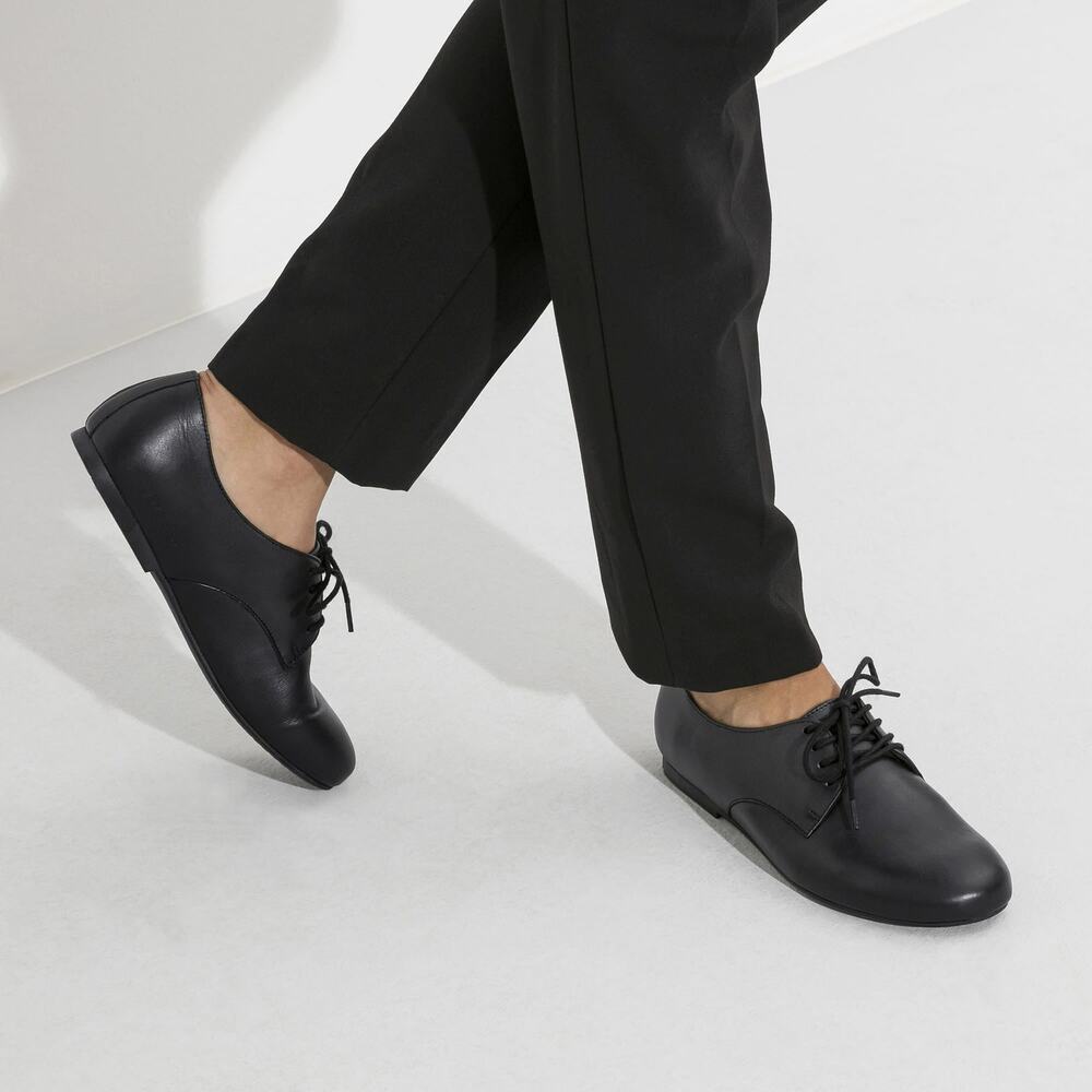 Birkenstock Black Landshut Real Leather Wide / Normal Footbed Shoes Size 37 NWT